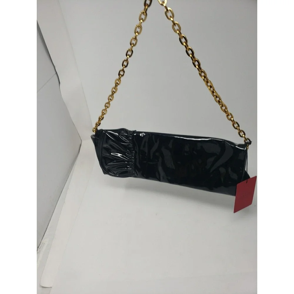 Valentino Garavani Patent Leather Shoulder Bag Purse or Clutch Black Ruffles